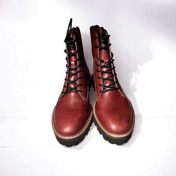 🌻NEW Madewell Citywalk Rusted Burgundy Leather Lugsole Lace-Up Boot Size 7.5 - Picture 5 of 11